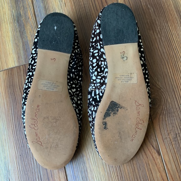 Sam Edelman Felicia Black and cream ballerina flat leather cow fur slip on shoes - Picture 4 of 7